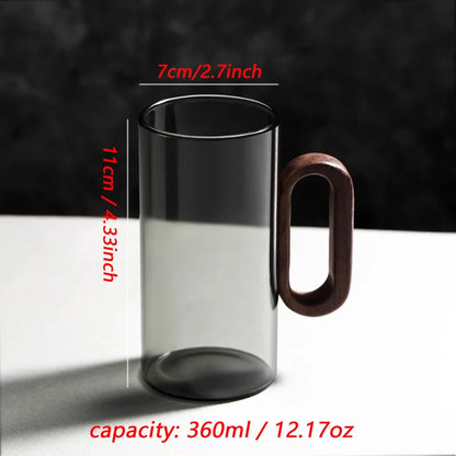 2/4/6pcs Glass Mug With Wooden Handle Heat-resistant Teacup Set Transparent Breakfast Milk Juice Cup Home Party Drinkware