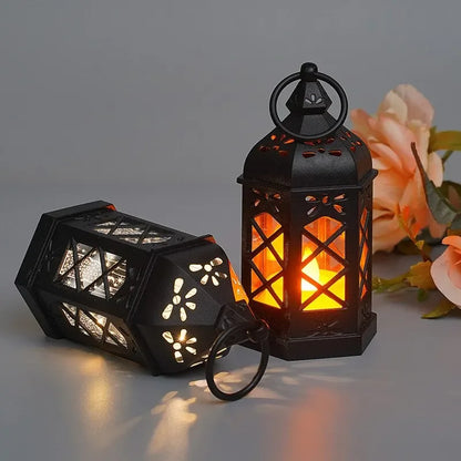 Retro Desktop LED Lamp, Creative Hexagonal Wind Lamp, Portable Candle & Horse Lamp, Atmosphere Decoration Gift