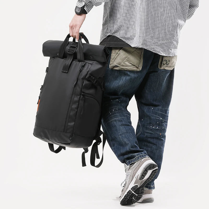 Tangcool mænd stor kapacitet 15.6 "bærbar rygsæk multifunktion rulle top rejsetaske til mand vandtæt urban skole rygsække