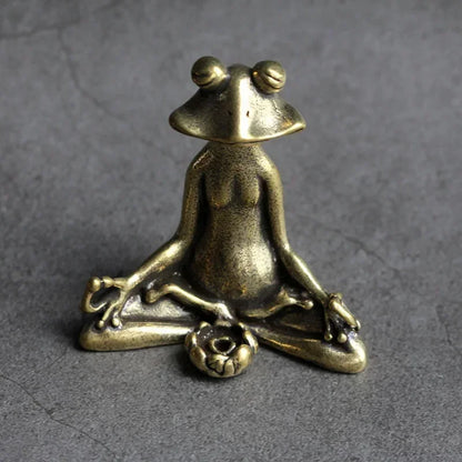 Retro Copperware Incense Socket Zen Frog Ornaments Solid Pure Copper Frog Tea Pet Incense Holder Ornaments