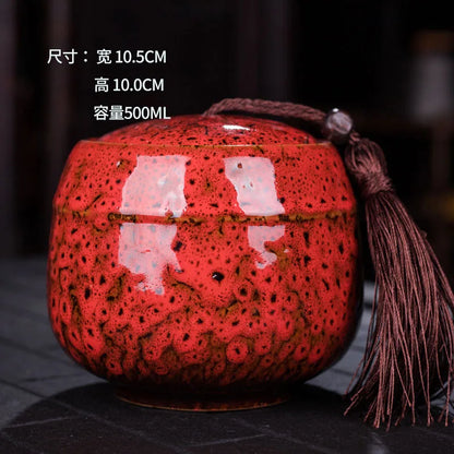 Ceramic tea can, small size, portable, kiln sealed can, household tea storage tank, powder medicine can tea tin Coffee can