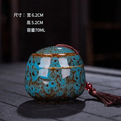 Ceramic tea can, small size, portable, kiln sealed can, household tea storage tank, powder medicine can tea tin Coffee can