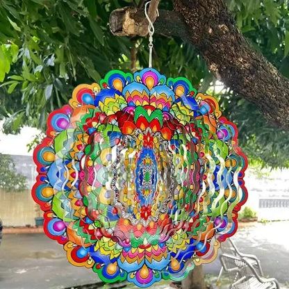 3D kolorowy wiatr wiatrowy mandala 12 -calowy składany obrotowy wiatr genter 12 -calowy metalowy metalowy wiatr Chime Peacock Flower