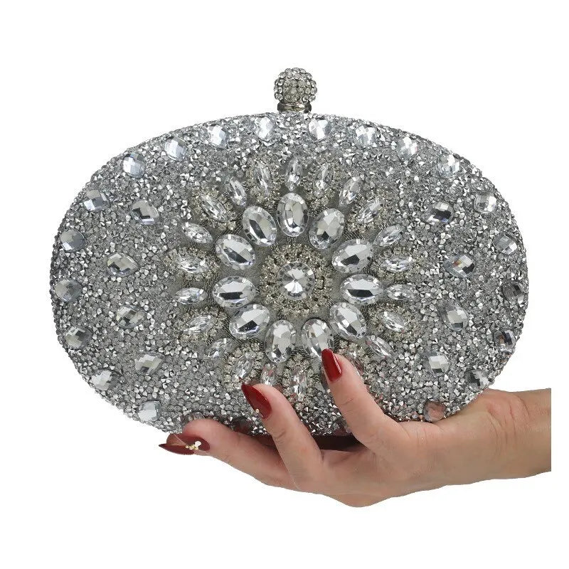 Frauen Dinner -Tasche Mode neue Sonnenblume Eingelegtes Diamant Bankett Handtasche Abendtasche Abendtasche