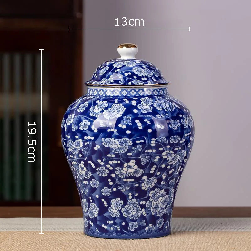 Blue and White Porcelain Tea Canister Ceramic Tea Organizer Box Storage Jars Desk Decoration Tea Jar Coffee Container Tea Caddy