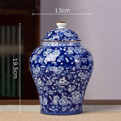 Blue and White Porcelain Tea Canister Ceramic Tea Organizer Box Storage Jars Desk Decoration Tea Jar Coffee Container Tea Caddy