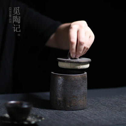 Stoneware Tea Tins Porcelain Sealed Jar Household Large and Small Size Japanese Style Tea Container Tea Box Tea Jar Tea Storage