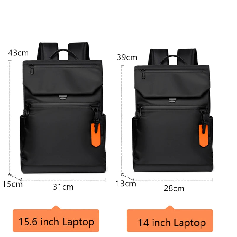 Backpack për burra me cilësi të lartë të papërshkueshëm nga uji i markës së markës së modës, Black Black Black Black për Biznes Urban Backpack USB Charing