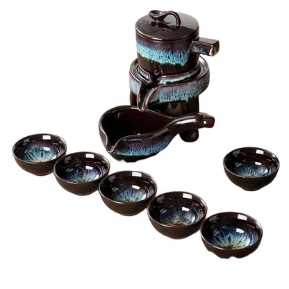 Chinese Tea Set Ceramic Kungfu Tea Set With Pattern Tea Pot And Cup Kit Multifunctional Travel Teapot Gift For Friends Family