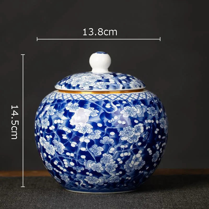 Blue and White Porcelain Tea Canister Ceramic Tea Organizer Box Storage Jars Desk Decoration Tea Jar Coffee Container Tea Caddy