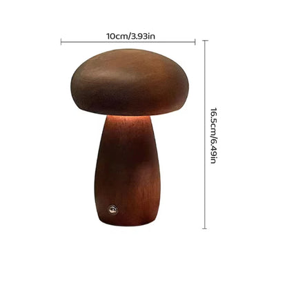 INS Wooden Creative Mushroom Night Light Stepless Dimming Bedside Table Lamp 3 Color Rechargeable Sleeping Nightlights For Room