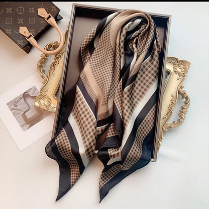 Écharbes de marque de luxe pour femmes châle imprimement en soie satin hijab écharpe féminine bandana 70 * 70 cm châles carrés écharpes pour dames 2024