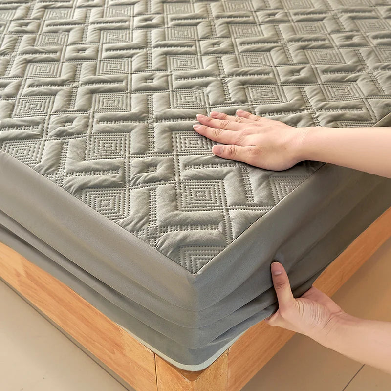 Vandtæt sengeark quiltet kast madras dækning til vinter elastisk monteret arkbeskytter fuld dronning konge 160/140*200 cm