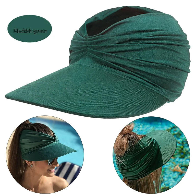 Nők Sun Visor kalapok UV Protection Open Top Hats Wide Brim Beach Caps Sports Golf túrázáshoz