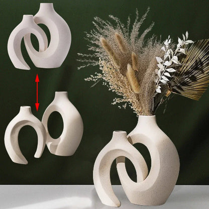 Decorative Ceramic Vase for Home Decoration, Nordic Flower Vase, House Decor, Office Room, Bookshelf Vases, Luxury