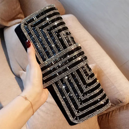 Women's Rhinestone Clutch Purses Evening Bags Sparkling Glitter Formal Party Wedding Cocktail Prom Bags with Chain
