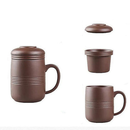 Yixing-Raw Ore Purple Sand Cup with Cover Filter Liner, Health Tea Cup, Pure Handmade Tea Cup, Office Cup, Kungfu Tea Set