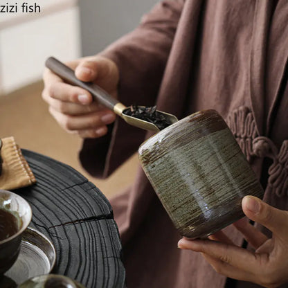 Handmade Ceramic Tea Cans Storage Jar Moisture-proof Sealing Tank Tea Box Storage Tanks Tea Container Storage Box Tea Organizer