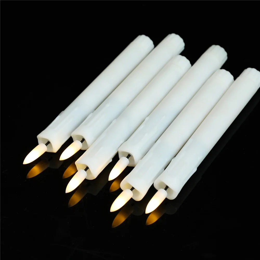3/4/6/12 stykker Varmt hvidt lys Kort flammeløs dekorativ LED -konisk stearinlys, 7 tommer/17,5 cm falske plastiske realistiske stearinlys