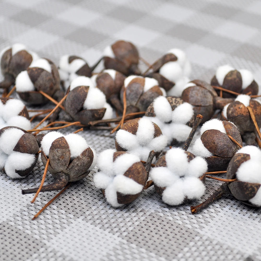 12 Simulación de flores secas de Kapok artificial Simulación de algodón de algodón Suministros de decoración de Pascua.