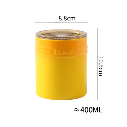 400ml Ceramic Storage Jar Kitchen Food Canisters Stackable Containers with Airtight Seal Plastic Lid for Coffee Tea Sugar Salt