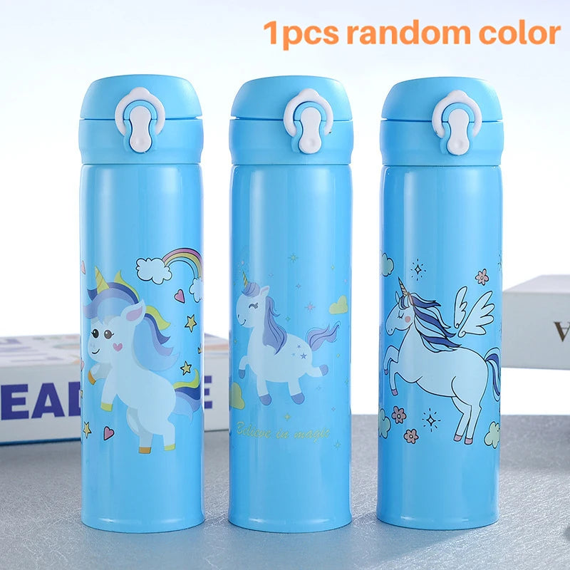 Cute Unicorn Thermos Bottle Stainless Steel Thermal Mug Bouncing Lid Water Bottle for Children Girls Gifts Portable Drinkware