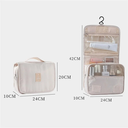 Large Capacity Travel Cosmetic Bag Portable Toiletry Washbag with Hanging Hook Waterproof Female Bathroom Storage Makeup Case