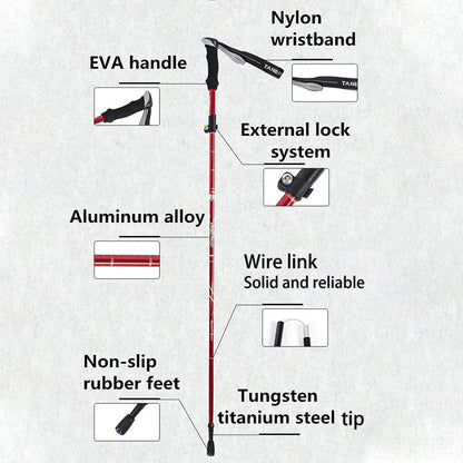 Wandelstokje 5-secties telescopische opvouwbare trekkingpalen buiten camping ultralicht draagbare vouwbaar wandelbare wandelwandelstick