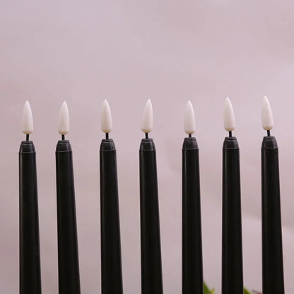 3 tai 4 kappaletta 11 tuuman Halloween Black Flampless LED -kapeneva kynttilä, jossa on keltainen/lämmin valkoinen valo, akku muoviset väärennettyjä kynttilöitä