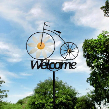Giardino creativo di girasole di girasole da girasole da girasole di benvenuto ornamento in bicicletta in bicicletta per vento cortile cortile