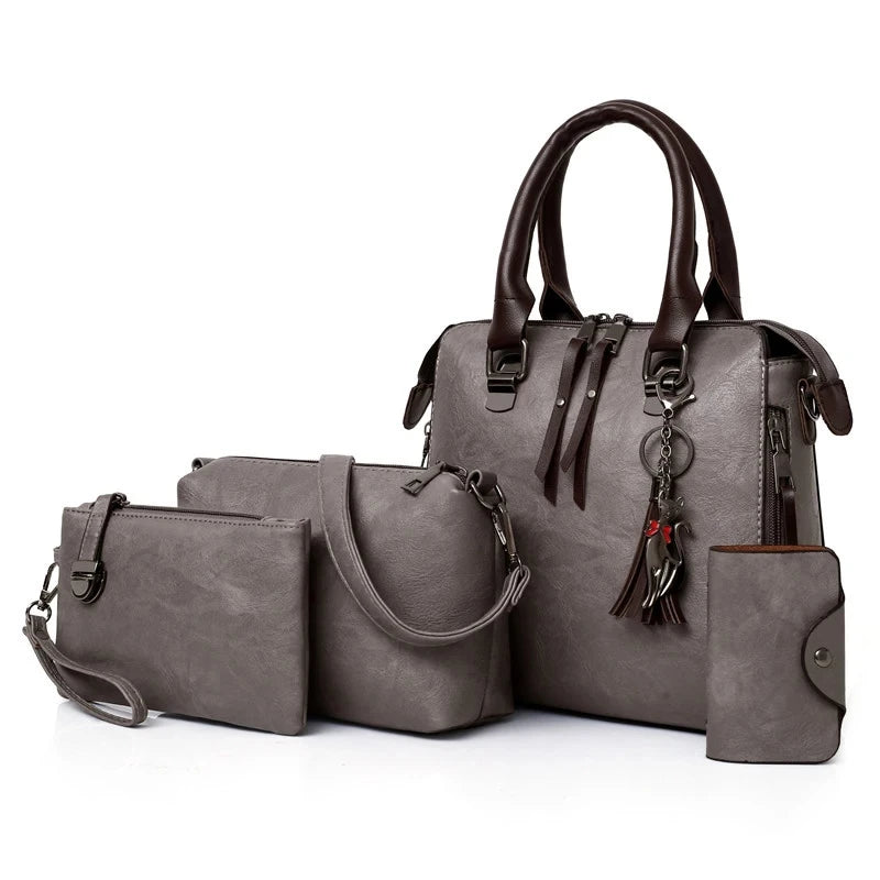 Kobiety kompozytowe torba z frędzlami luksusowa skórzana torebki torebki słynne marki projektantka najlepszych rąk torebek na ramię 4pcs/set