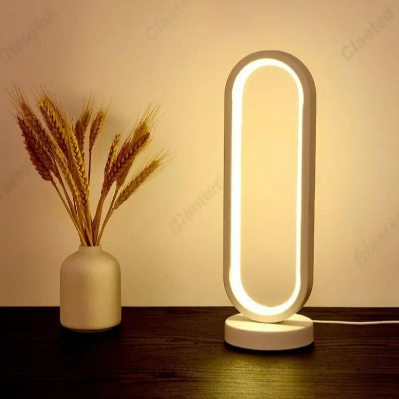 LED Oval Desk Lamp Retro Simple Dimmable USB Plug-in Bedroom Bedside Lamp Warm Bar Restaurant Atmosphere Decoration Lighting