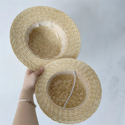 Summer Parent-child Wheat Straw Straw Straw Hat Sunshade Sun Hat Women’s and Children's Straw Hat Fashion Color Matching