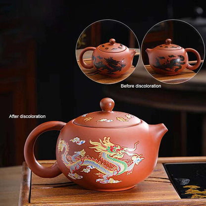 Color-changing Tea Pot With Dragons Phoenixs Pattern Washable Gongfu Tea Teapots Kettle Gift Teapot Tea Set Ceramics And Pottery
