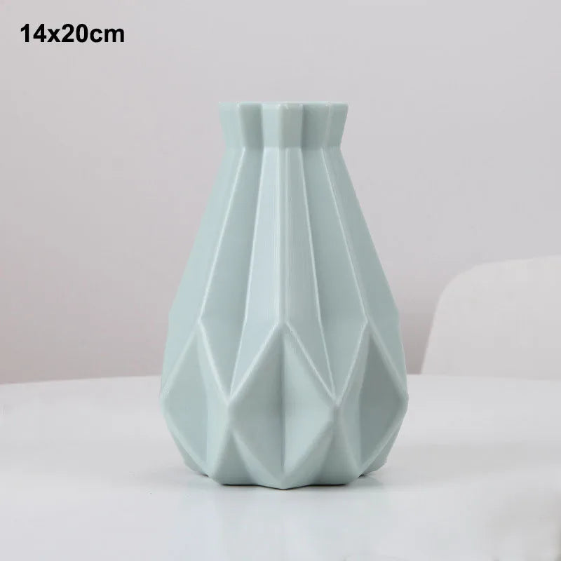 Morandi Plastic Vase Living Room Decoration Ornaments Modern Origami Plastic Vases for Flower Arrangements Home Decoration