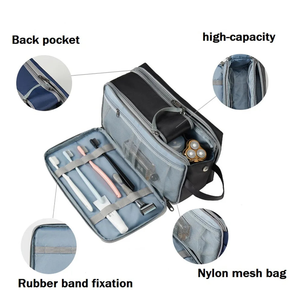 حقيبة أدوات الزينة ذات سعة كبيرة للسفر المريح، متعددة الطبقات، منظم مكياج مفتوح بالكامل، حقيبة تخزين مستحضرات التجميل المحمولة