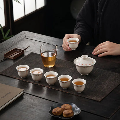 White Porcelain Simple Teaware Suit Japanese Retro Creative Ceramics Handmade Home Teapot Kung Fu Teaware Gifts