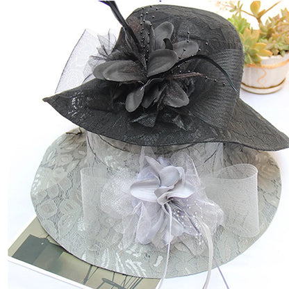 Dames kant fascinator hoeden vintage bloem tea feest hoeden kerk emmer hoeden kleding petten