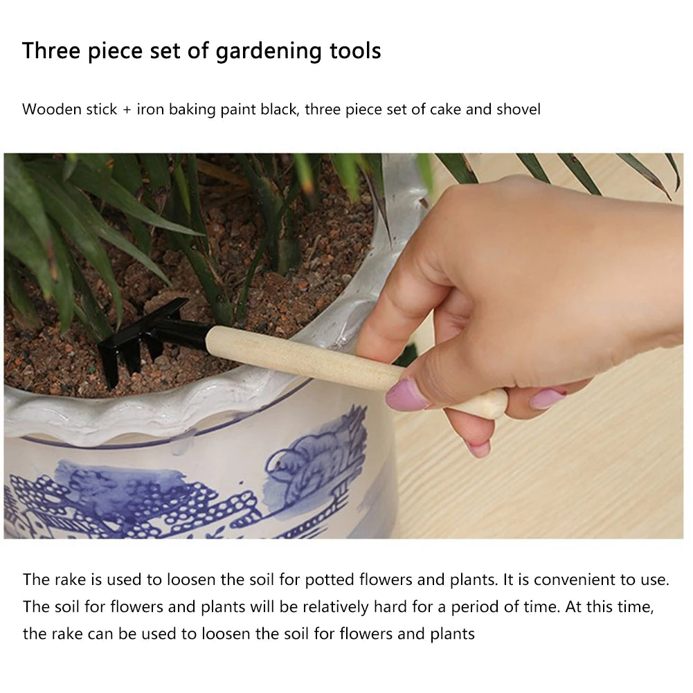 3stk/sæt mini havearbejde værktøjer Miniature plantesæt til blomster Potted Plant Planting Kit Børn Havearbejde Forsyninger