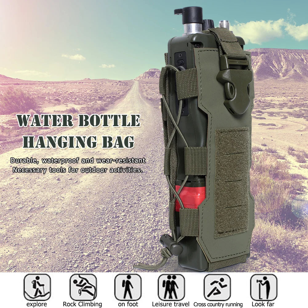 Molle Bag Vandflaske Pose Udendørs rejse Camping Vandring Fiskeri Tegning Blott Betaske Kedel Holder Carrier Tourniquet Pouch