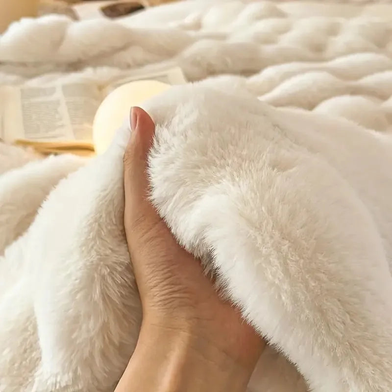 Kunstfell Plüsch-Wurfdecke warme Winter doppelseitige Decken für Bett luxuriöser karierte Couchabdeckung für Sofa-Kissen-Hülle Geschenk