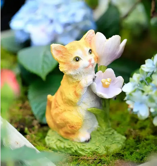 Kerti nyúl macska béka napelemek virág plug-in fém gyanta díszek kültéri táj szobrászat kézműves udvari dekoráció