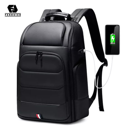 Fenruien حقائب ظهر مقاومة للماء USB شحن حقيبة مدرسية مضادة للسرقة الرجال على ظهره تناسب 15.6 بوصة محمول حقيبة السفر قدرة عالية
