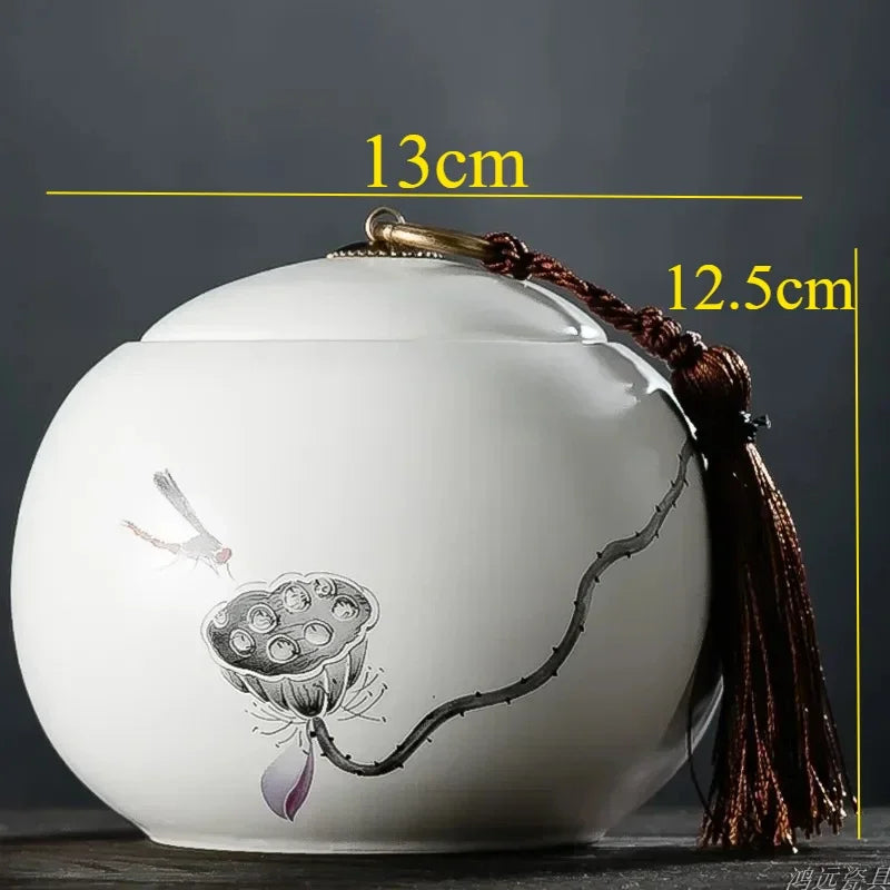 Large Capacity Ceramic Tea Caddy Portable Sealed Travel Tea Jar Candy Coffee Storage Spice Container Tea Boxes Storage Tank