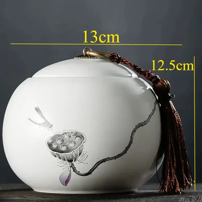 Large Capacity Ceramic Tea Caddy Portable Sealed Travel Tea Jar Candy Coffee Storage Spice Container Tea Boxes Storage Tank