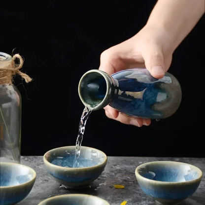 Japanese Bar Sets Ceramic 1 Pot 4 Cups Wine Sets Vintage Liquor Mug Separator Kitchen Baijiu Tea Coffee Cup Tableware Gifts