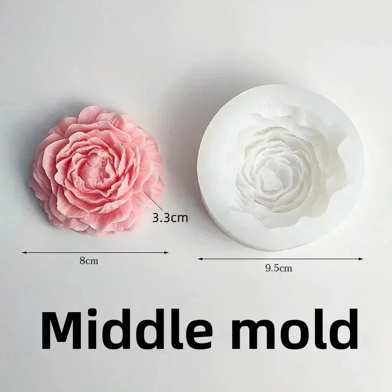 New 3D Rose Bouquet Candle Silicone Mold Chrysanthemum Flower Cluster Resin Mold Flower Peony Gypsum Mold Valentine's Day Gift