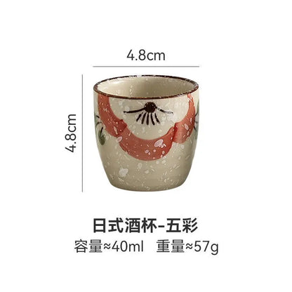 Japanese style Hefeng hand-painted ceramic tea cup, wine cup, small size drinking cup, hotel heat-resistant thickened home tea