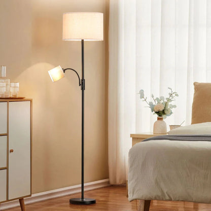 2-Light Floor Standing Lamp with Adjustable Head