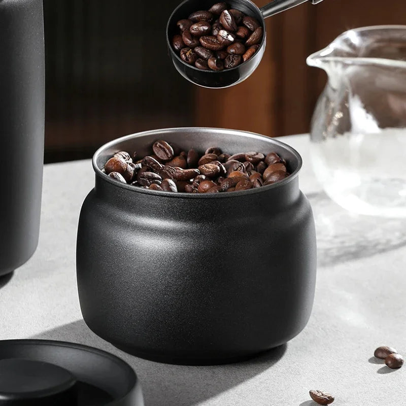 Stainless steel tea sealed jar Moisture-proof household tea storage jar press vacuum high-grade coffee bean sealed jar